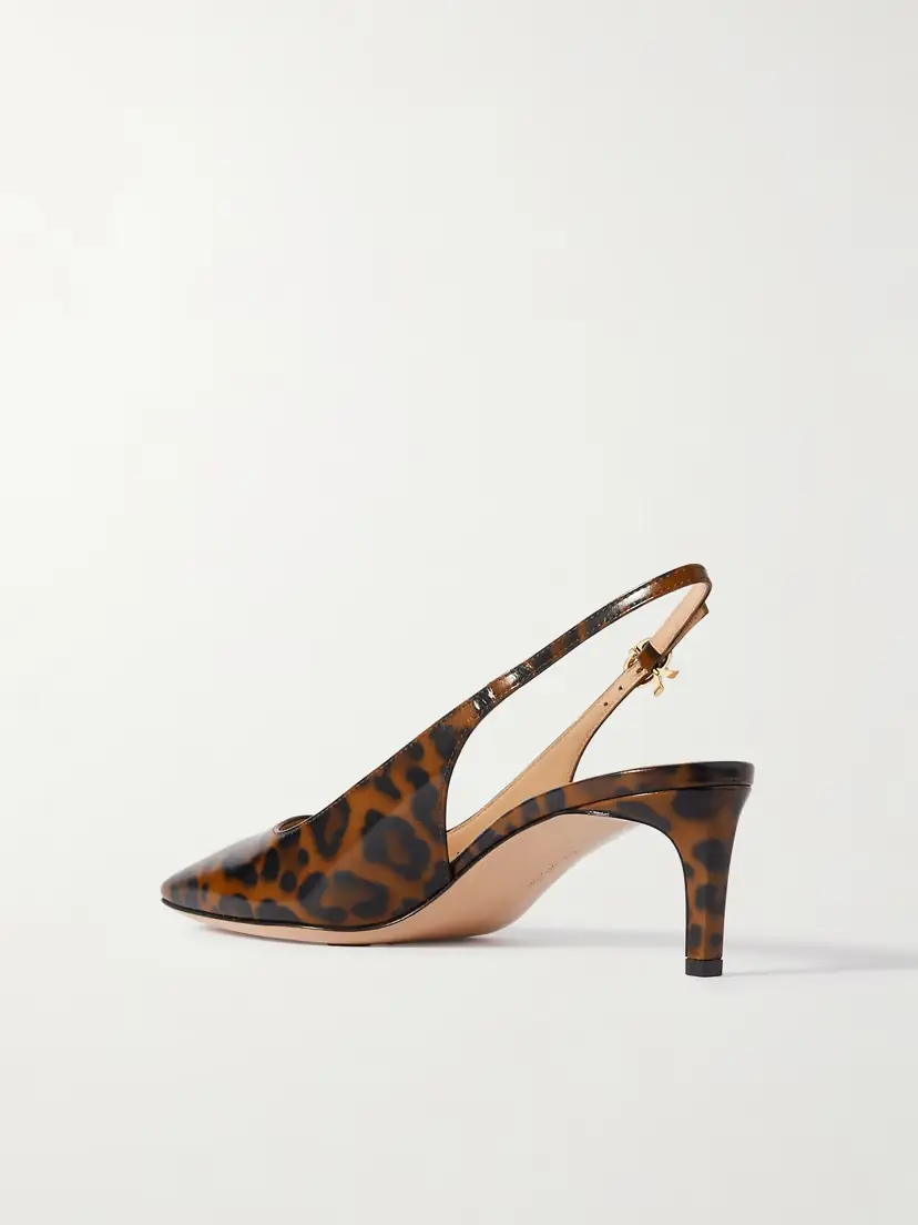 Gianvito Rossi Nuit 55 Leopard-print Glossed-leather Slingback Pumps | Thumbnail 3 Gianvito Rossi Nuit 55 Leopard-print Glossed-leather Slingback Pumps | Thumbnail 3