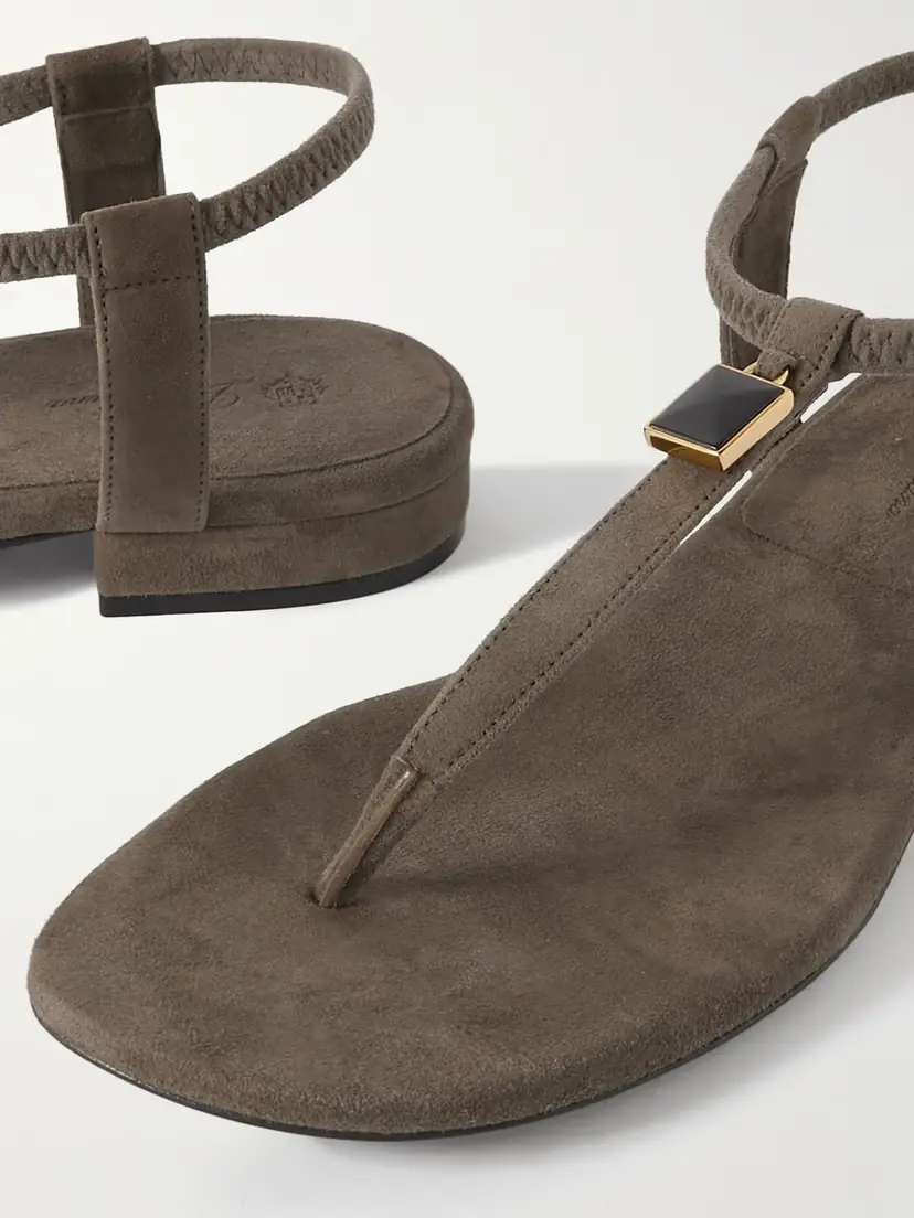 Loro Piana Mindil Embellished Suede Sandals | Thumbnail 4 Loro Piana Mindil Embellished Suede Sandals | Thumbnail 4