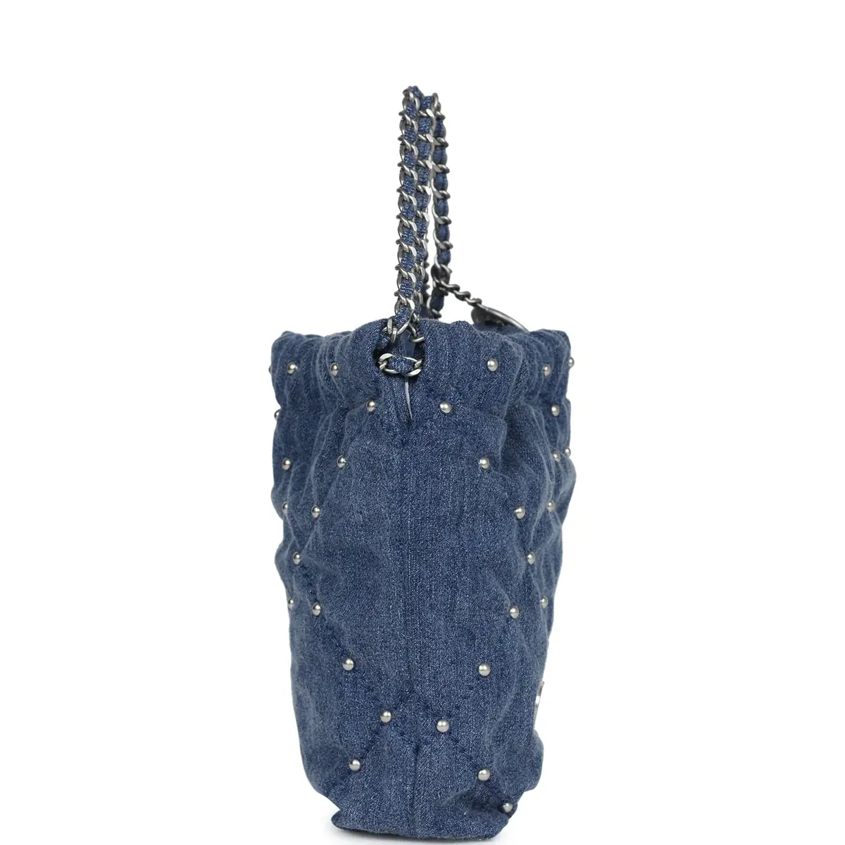 Chanel Chanel Mini 22 Bag Blue Studded Denim Silver Hardware | Thumbnail 4 Chanel Chanel Mini 22 Bag Blue Studded Denim Silver Hardware | Thumbnail 4