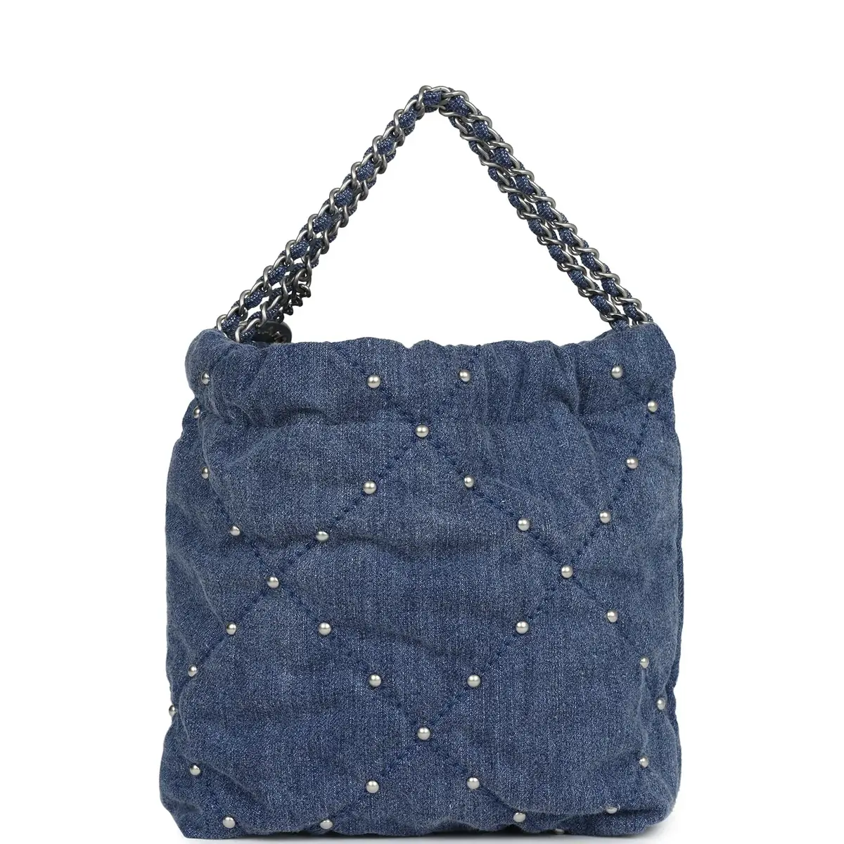 Chanel Chanel Mini 22 Bag Blue Studded Denim Silver Hardware | Thumbnail 5 Chanel Chanel Mini 22 Bag Blue Studded Denim Silver Hardware | Thumbnail 5