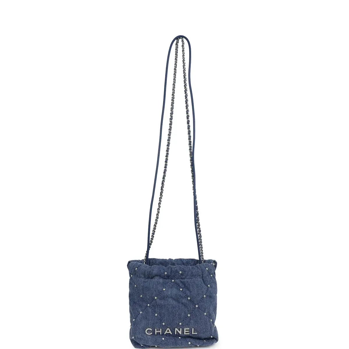 Chanel Chanel Mini 22 Bag Blue Studded Denim Silver Hardware | Thumbnail 8 Chanel Chanel Mini 22 Bag Blue Studded Denim Silver Hardware | Thumbnail 8
