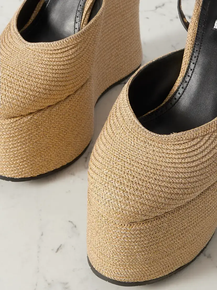 Alaïa La Wedge 140 Leather-trimmed Raffia Platform Pumps | Thumbnail 4