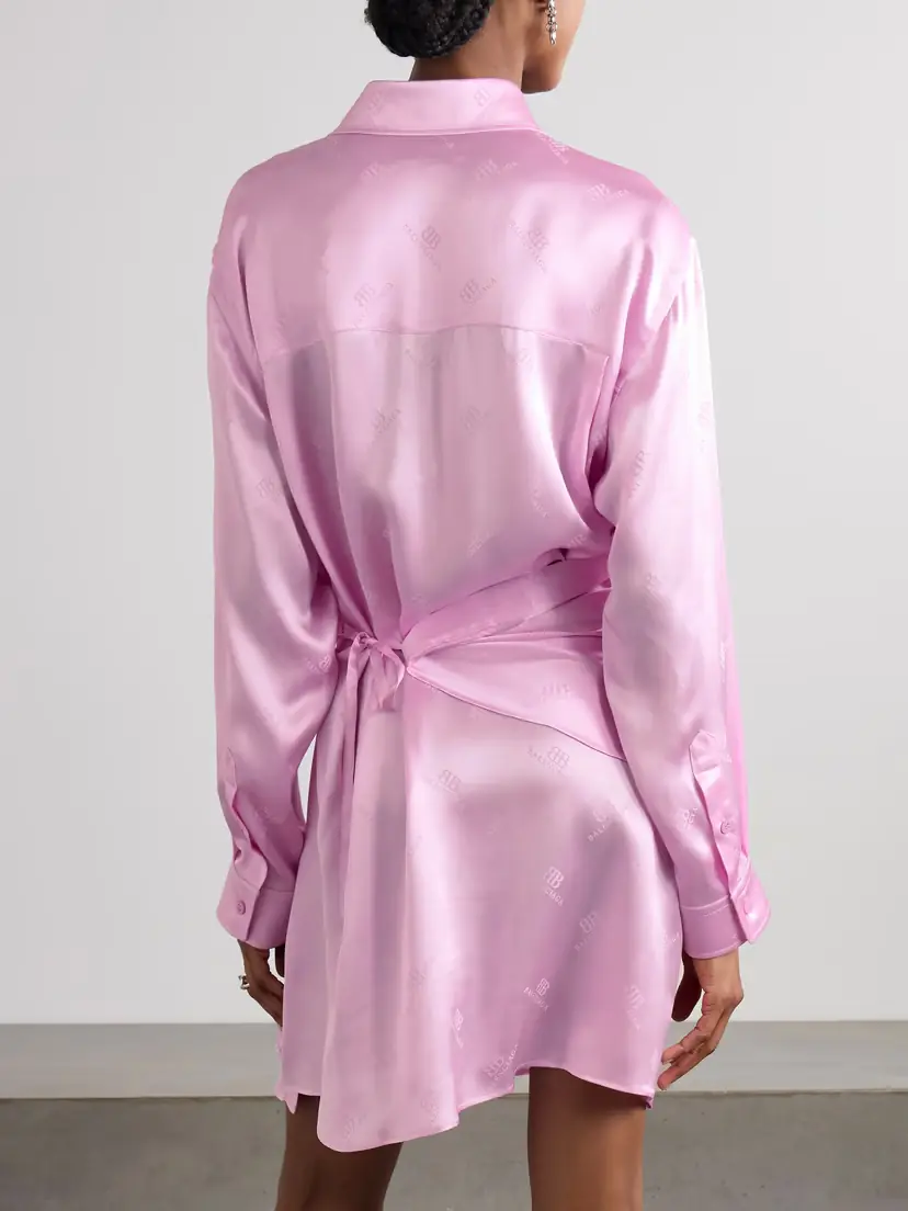 Balenciaga Draped Logo-jacquard Silk Mini Wrap Dress | Thumbnail 3 Balenciaga Draped Logo-jacquard Silk Mini Wrap Dress | Thumbnail 3