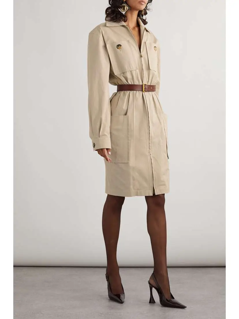 Saint Laurent Belted Cotton-twill Mini Dress | Thumbnail 2 Saint Laurent Belted Cotton-twill Mini Dress | Thumbnail 2