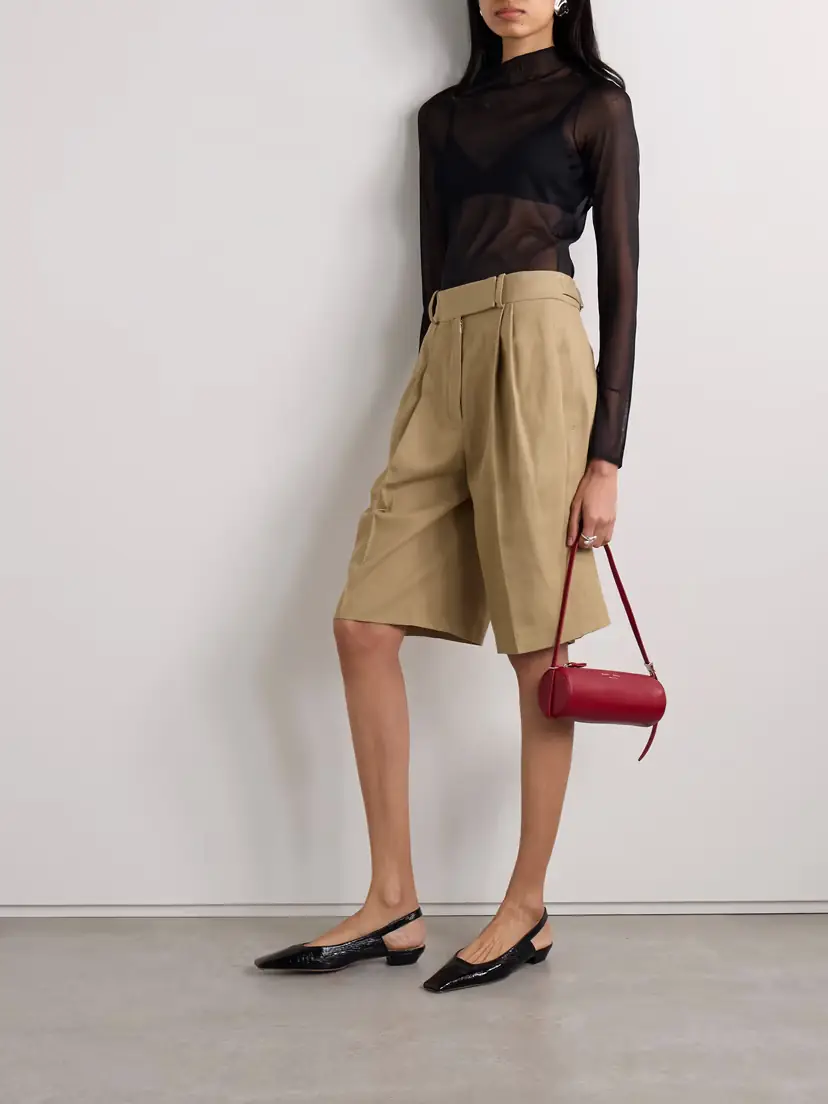 Proenza Schouler Jenny Pleated Cotton And Linen-blend Twill Shorts | Thumbnail 2 Proenza Schouler Jenny Pleated Cotton And Linen-blend Twill Shorts | Thumbnail 2