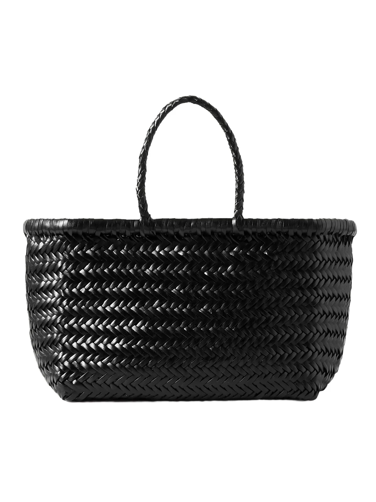 Bamboo Triple Jump Small Woven Leather Tote