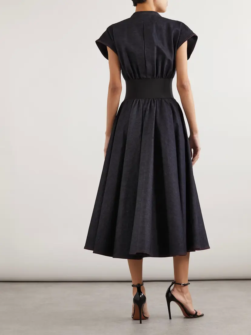 Alaïa Belted Denim Midi Wrap Dress | Thumbnail 3 Alaïa Belted Denim Midi Wrap Dress | Thumbnail 3