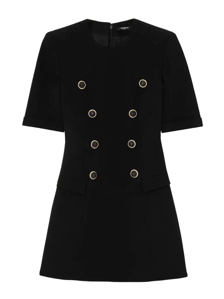 Balmain Embellished Crepe Mini Dress | Thumbnail 1 Balmain Embellished Crepe Mini Dress | Thumbnail 1