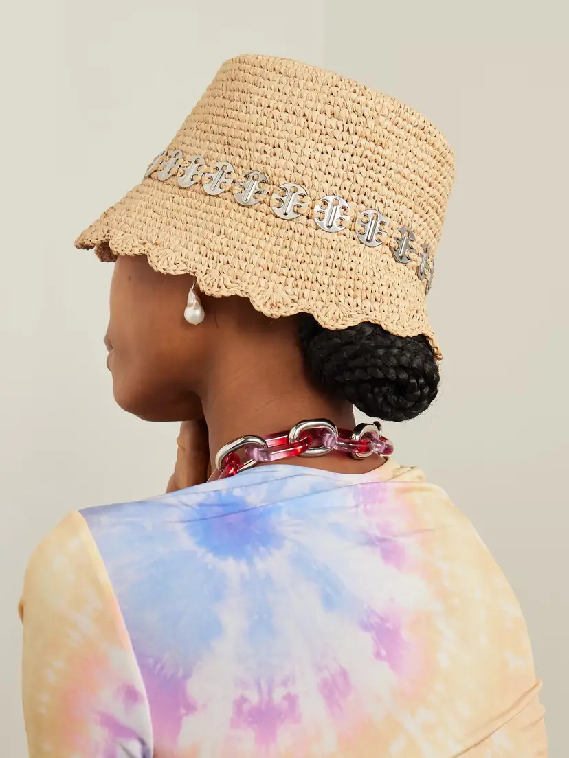 Rabanne Embellished Raffia Bucket Hat | Thumbnail 2