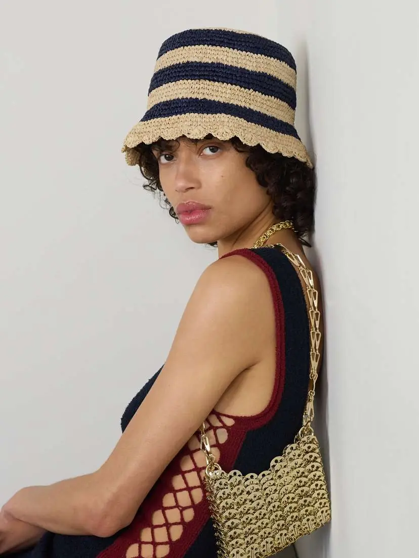 Rabanne Striped Raffia Bucket Hat | Thumbnail 2