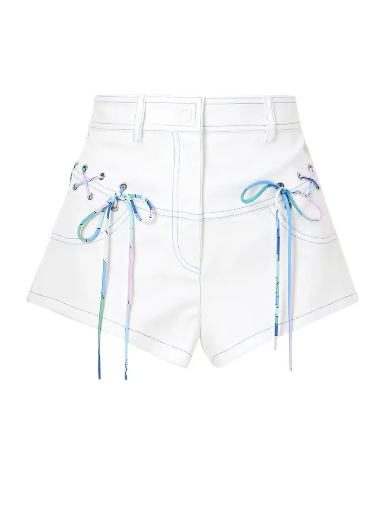 Printed Silk-trimmed Stretch-cotton Gabardine Shorts