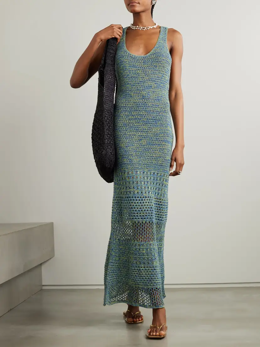 ESCVDO Twist-back Pointelle-knit Cotton Maxi Dress | Thumbnail 2 ESCVDO Twist-back Pointelle-knit Cotton Maxi Dress | Thumbnail 2