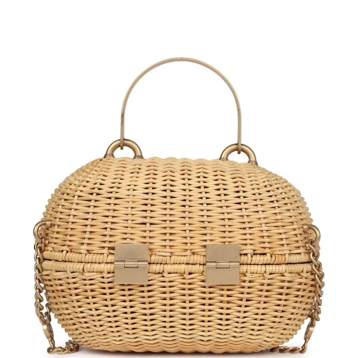 Chanel Vintage Chanel Small Heart Lock Basket Bag Natural Wicker Brushed Gold Hardware | Thumbnail 4 Chanel Vintage Chanel Small Heart Lock Basket Bag Natural Wicker Brushed Gold Hardware | Thumbnail 4