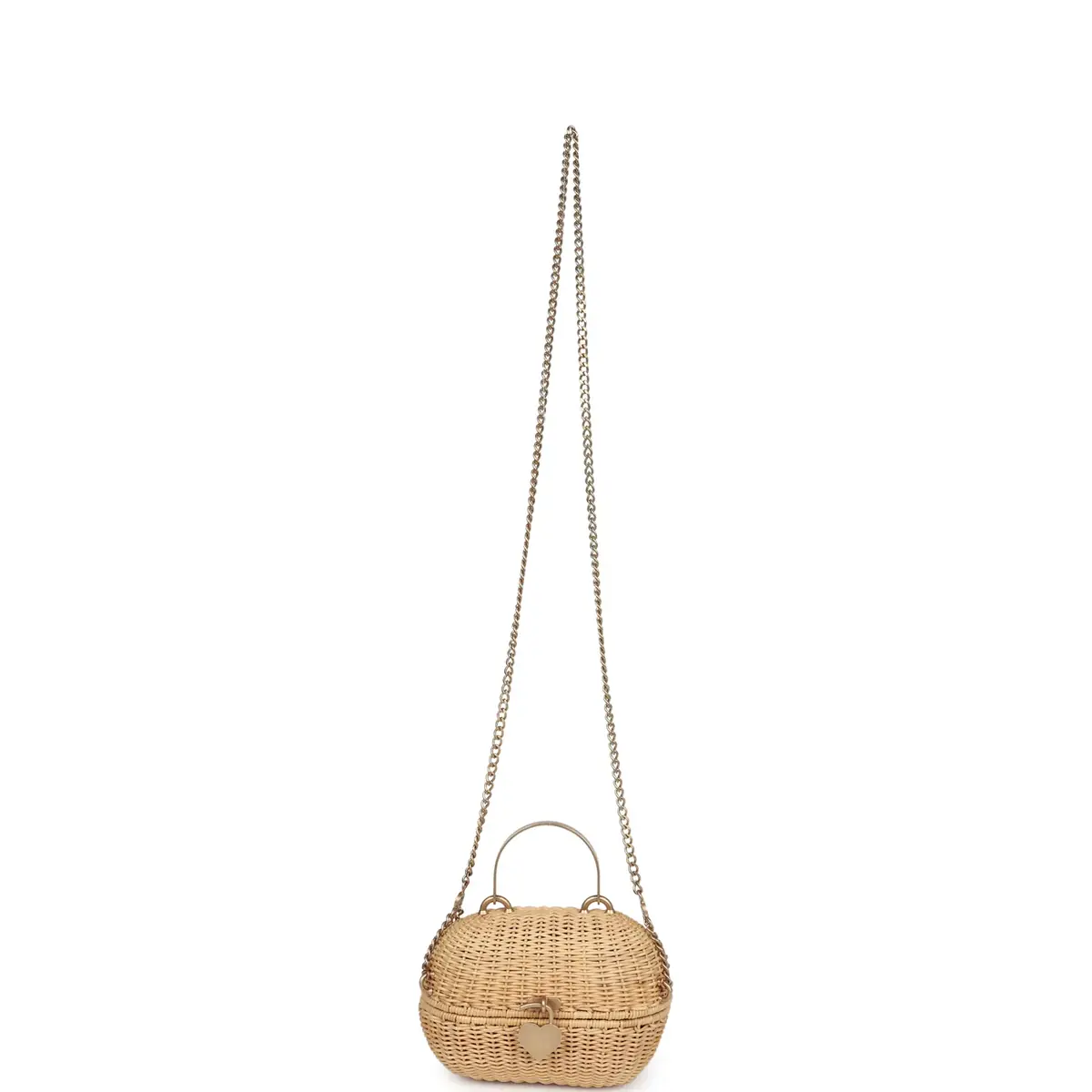 Chanel Vintage Chanel Small Heart Lock Basket Bag Natural Wicker Brushed Gold Hardware | Thumbnail 7 Chanel Vintage Chanel Small Heart Lock Basket Bag Natural Wicker Brushed Gold Hardware | Thumbnail 7