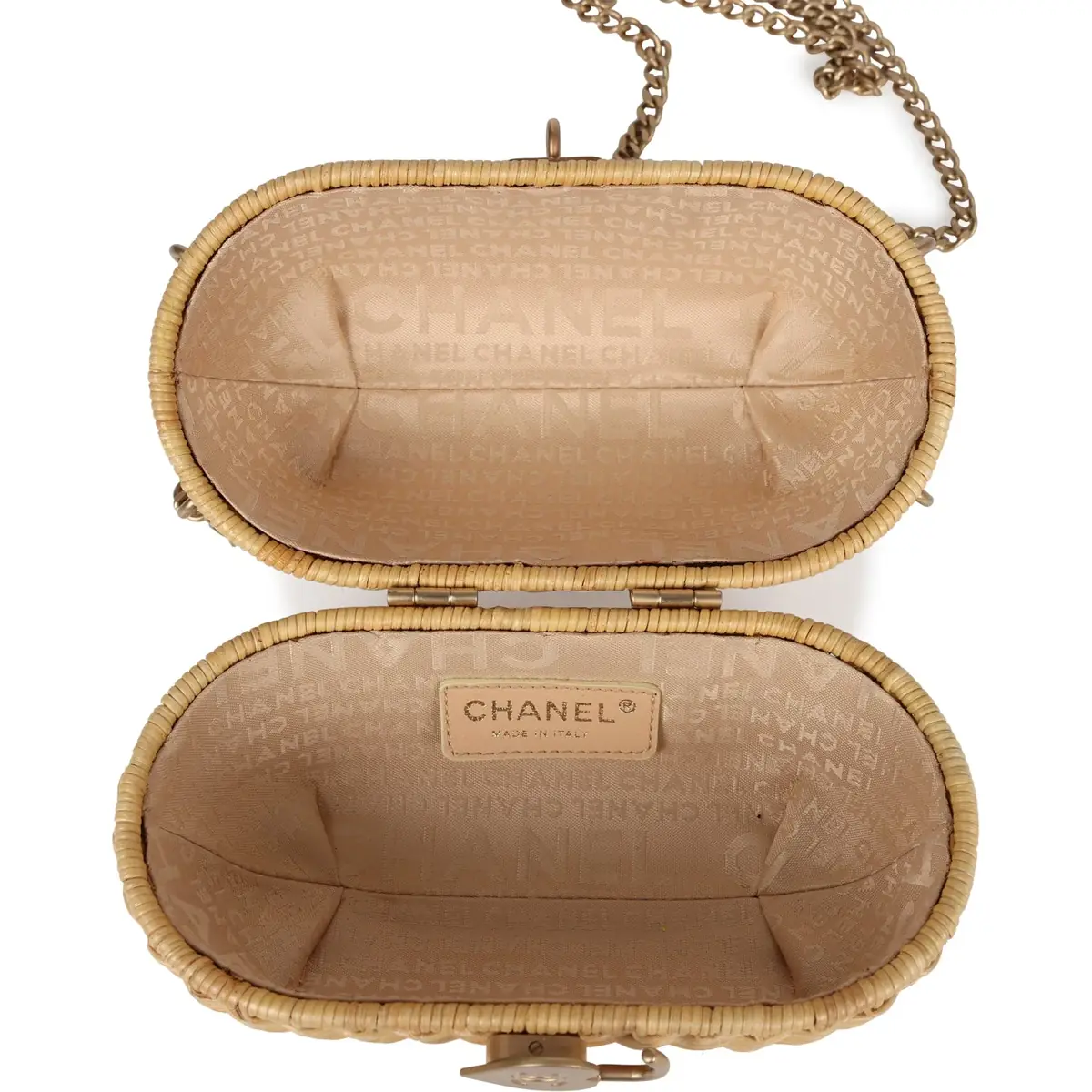 Chanel Vintage Chanel Small Heart Lock Basket Bag Natural Wicker Brushed Gold Hardware | Thumbnail 9 Chanel Vintage Chanel Small Heart Lock Basket Bag Natural Wicker Brushed Gold Hardware | Thumbnail 9