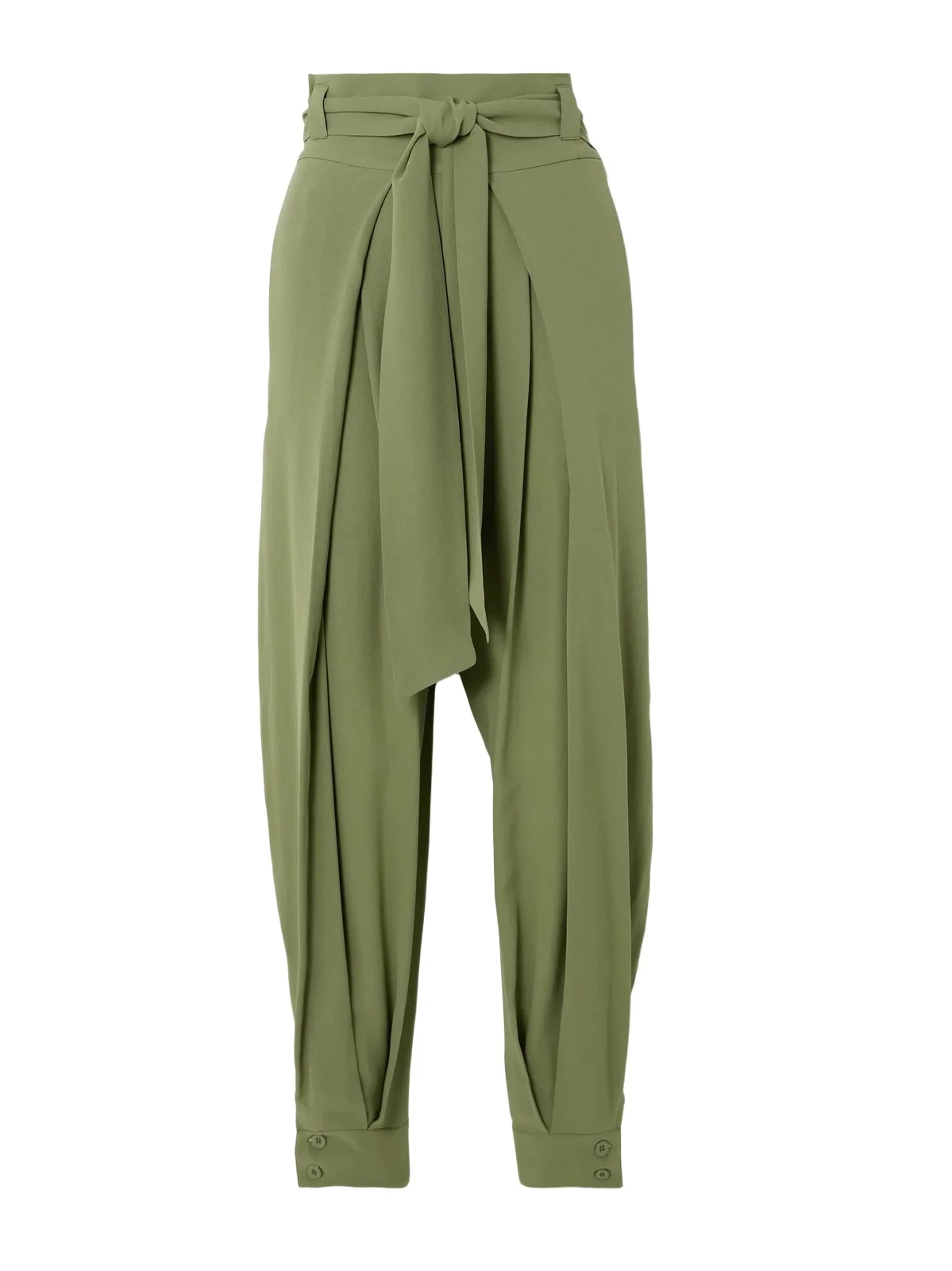 Gralan Belted Pleated Silk-crepe Tapered Pants Gralan Belted Pleated Silk-crepe Tapered Pants