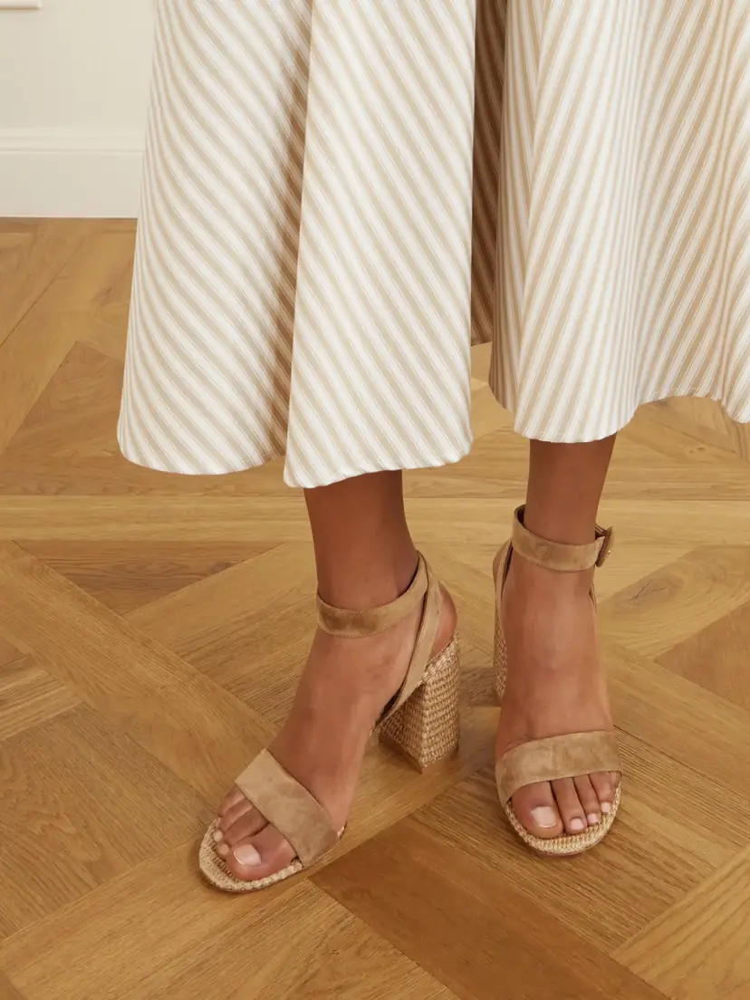 Gianvito Rossi Luana 85 Suede And Raffia Sandals | Thumbnail 2 Gianvito Rossi Luana 85 Suede And Raffia Sandals | Thumbnail 2
