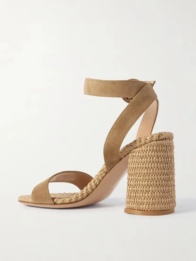 Gianvito Rossi Luana 85 Suede And Raffia Sandals | Thumbnail 3 Gianvito Rossi Luana 85 Suede And Raffia Sandals | Thumbnail 3
