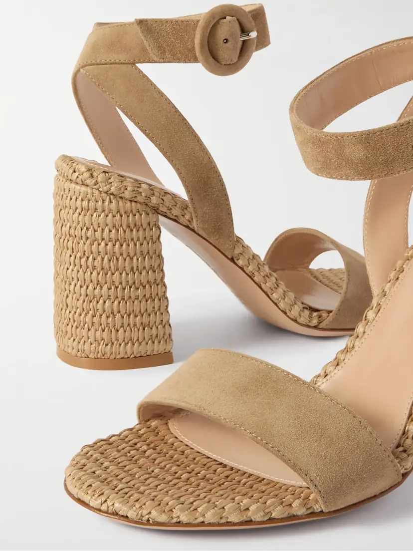 Gianvito Rossi Luana 85 Suede And Raffia Sandals | Thumbnail 4 Gianvito Rossi Luana 85 Suede And Raffia Sandals | Thumbnail 4