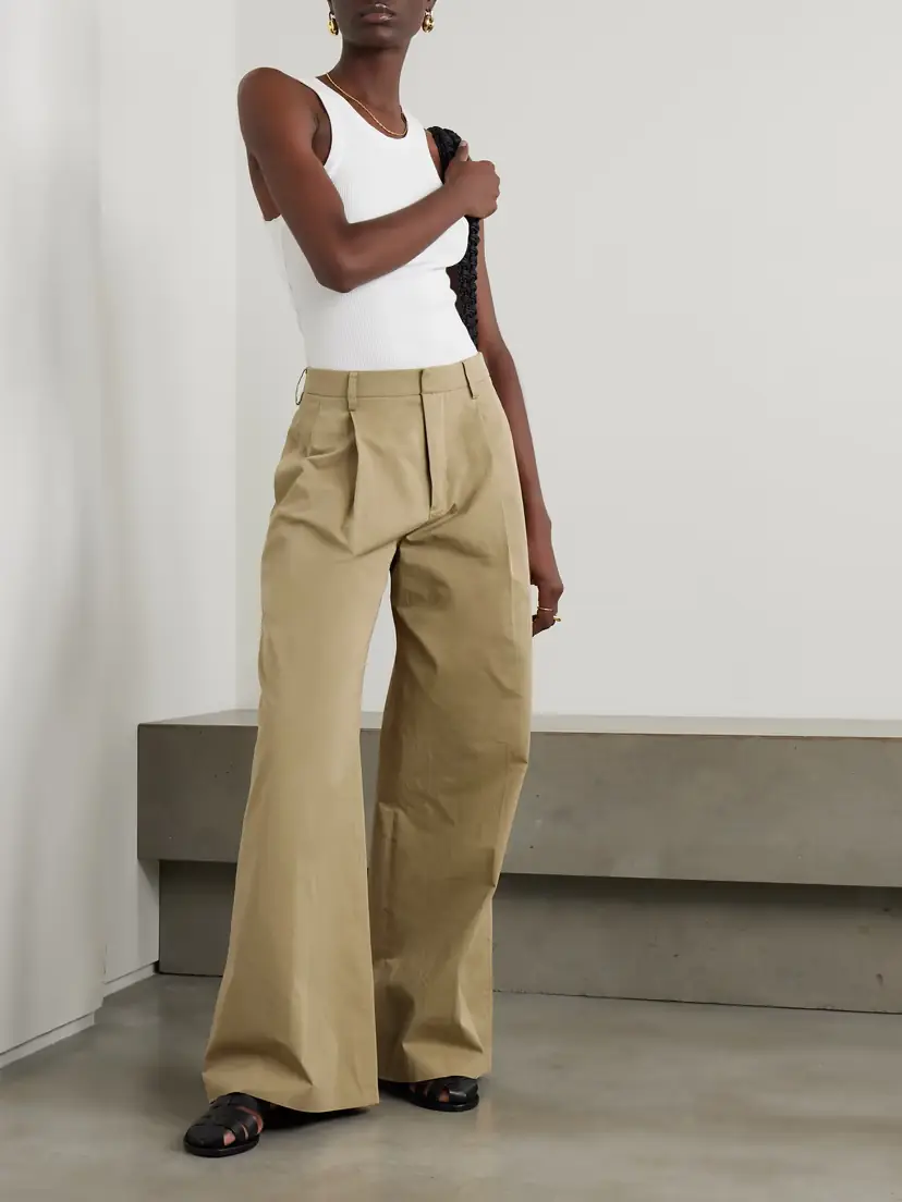 Frame Pleated Cotton-twill Wide-leg Pants | Thumbnail 2