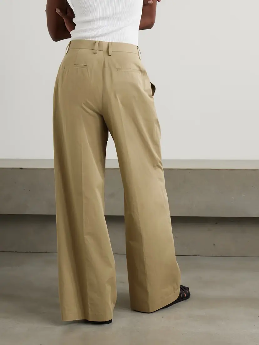 Frame Pleated Cotton-twill Wide-leg Pants | Thumbnail 3