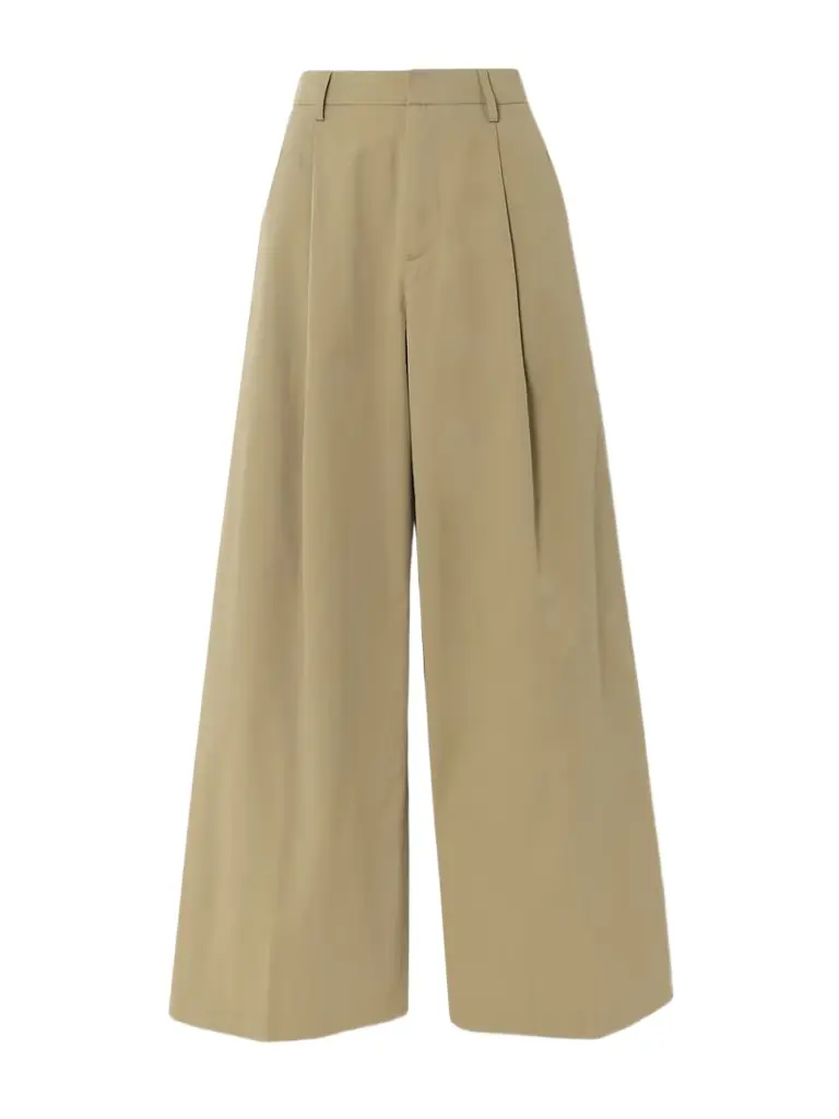 Pleated Cotton-twill Wide-leg Pants