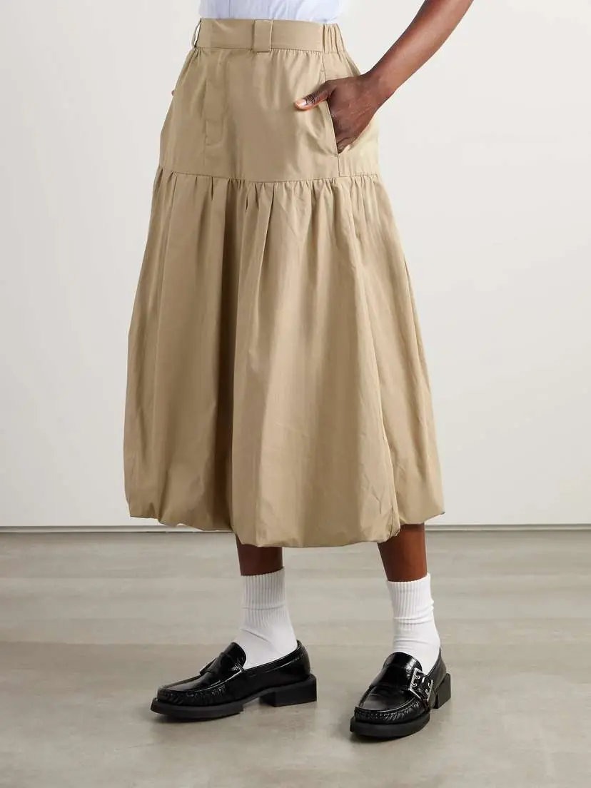 Sea Belle Pleated Tiered Cotton Midi Skirt | Thumbnail 3