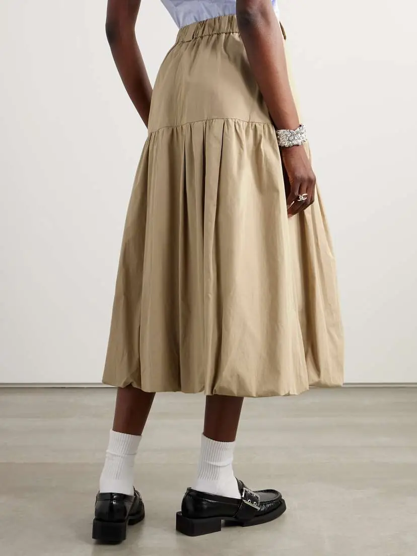 Sea Belle Pleated Tiered Cotton Midi Skirt | Thumbnail 4