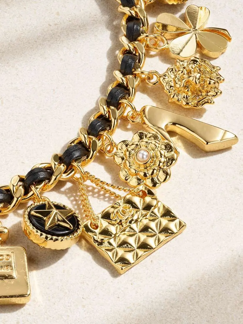 Vintage Chanel -plated, Lucite, Faux Pearl And Leather Bracelet | Thumbnail 4 Vintage Chanel -plated, Lucite, Faux Pearl And Leather Bracelet | Thumbnail 4