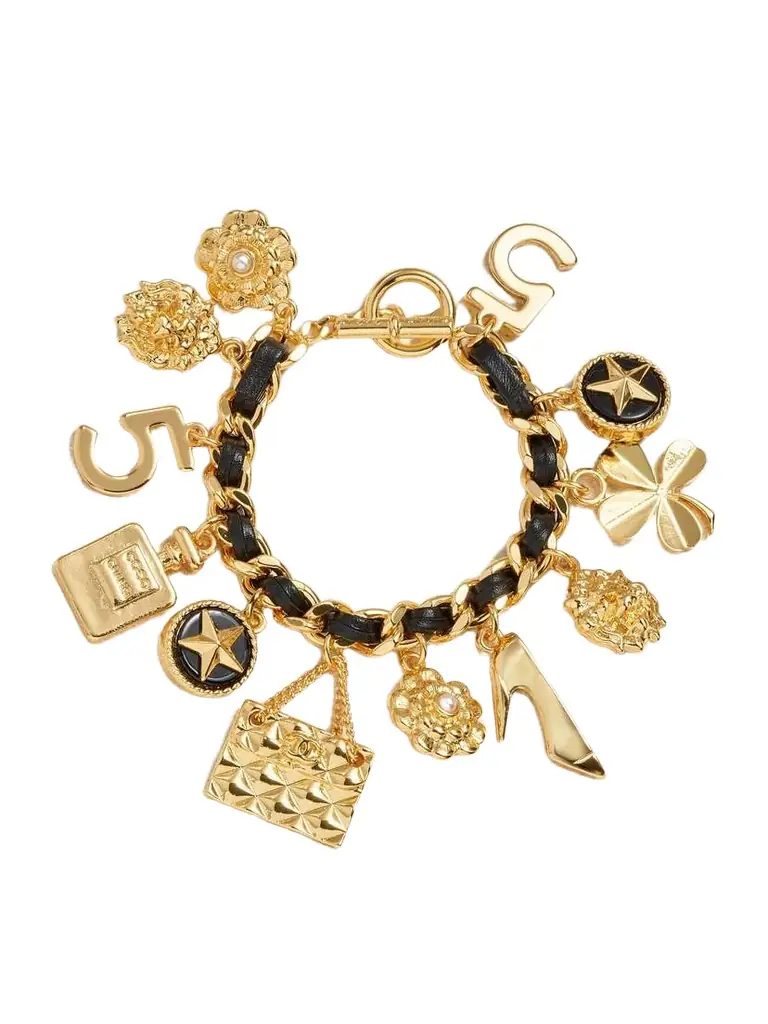 -plated, Lucite, Faux Pearl And Leather Bracelet