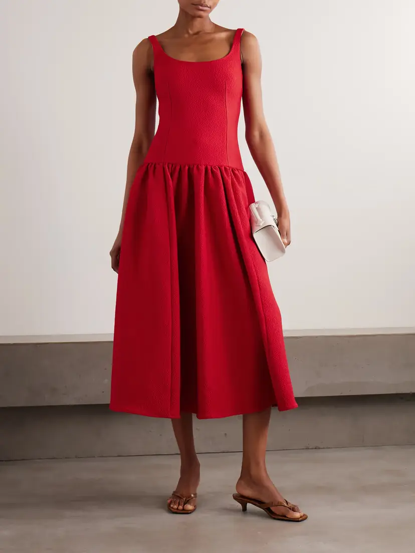 Emilia Wickstead Galen Pleated Cloqué Midi Dress | Thumbnail 2