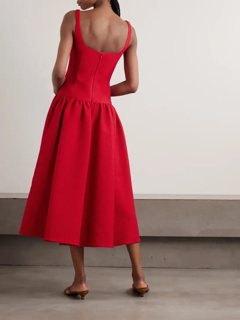 Emilia Wickstead Galen Pleated Cloqué Midi Dress | Thumbnail 3