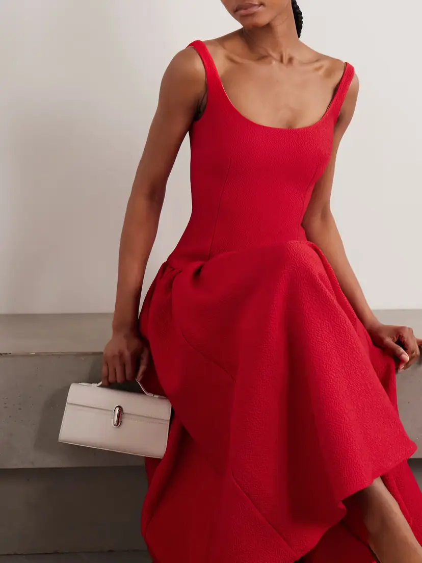Emilia Wickstead Galen Pleated Cloqué Midi Dress | Thumbnail 5
