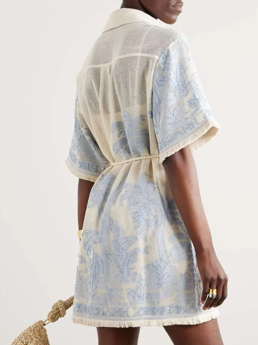 Zimmermann Ottie Frayed Belted Embroidered Open-knit Cotton Mini Dress | Thumbnail 3 Zimmermann Ottie Frayed Belted Embroidered Open-knit Cotton Mini Dress | Thumbnail 3