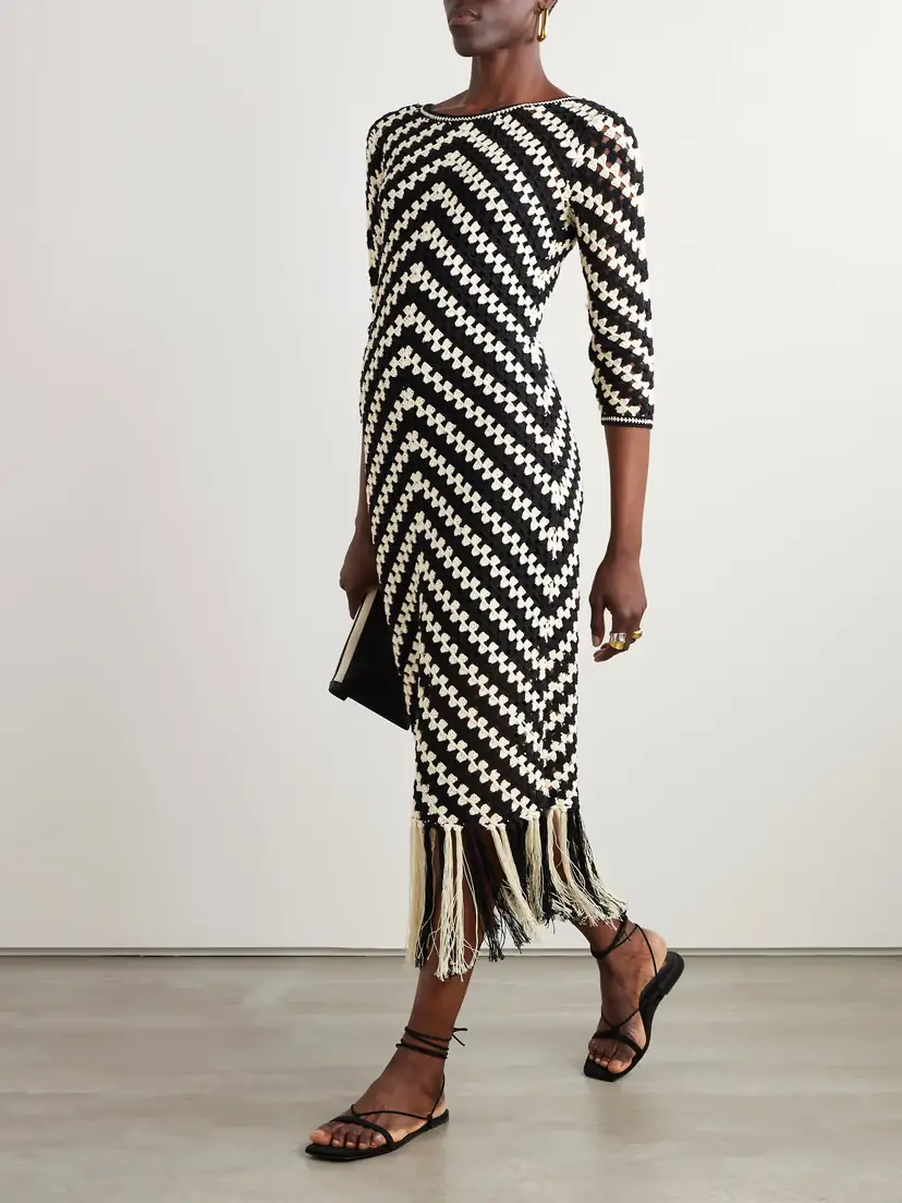 Zimmermann Halliday Fringed Crocheted Cotton Midi Dress | Thumbnail 2 Zimmermann Halliday Fringed Crocheted Cotton Midi Dress | Thumbnail 2