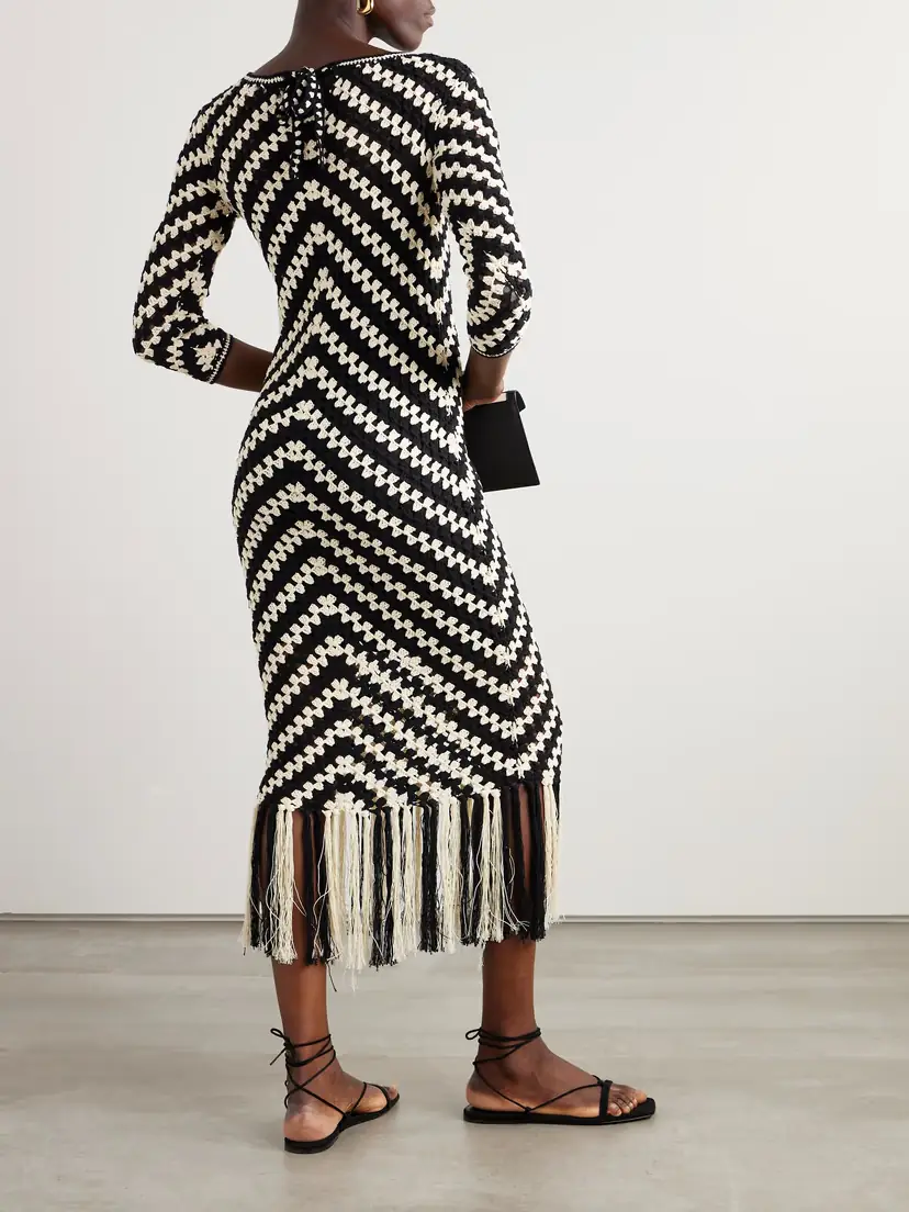 Zimmermann Halliday Fringed Crocheted Cotton Midi Dress | Thumbnail 3 Zimmermann Halliday Fringed Crocheted Cotton Midi Dress | Thumbnail 3