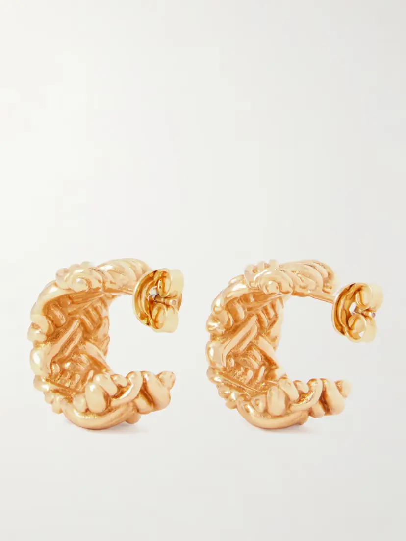 Bottega Veneta Intrecciato Gold-plated Earrings | Thumbnail 3 Bottega Veneta Intrecciato Gold-plated Earrings | Thumbnail 3