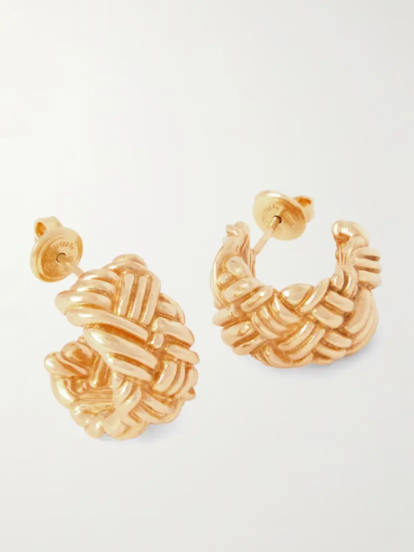 Bottega Veneta Intrecciato Gold-plated Earrings | Thumbnail 4 Bottega Veneta Intrecciato Gold-plated Earrings | Thumbnail 4