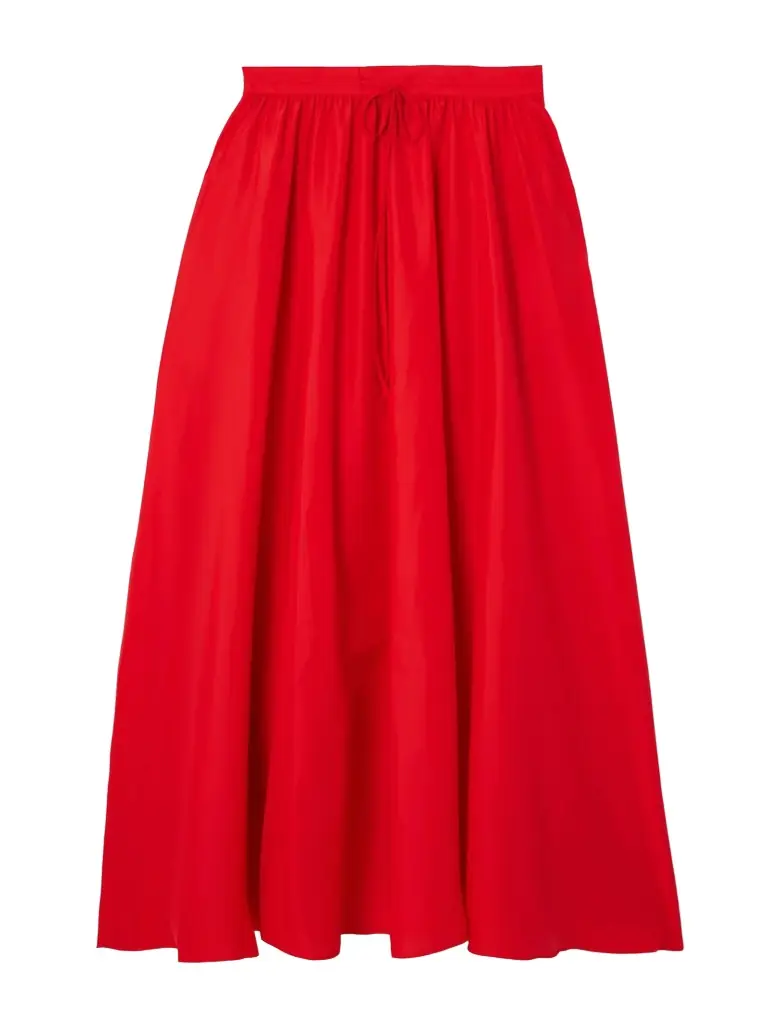 Eden Pleated Taffeta Maxi Skirt
