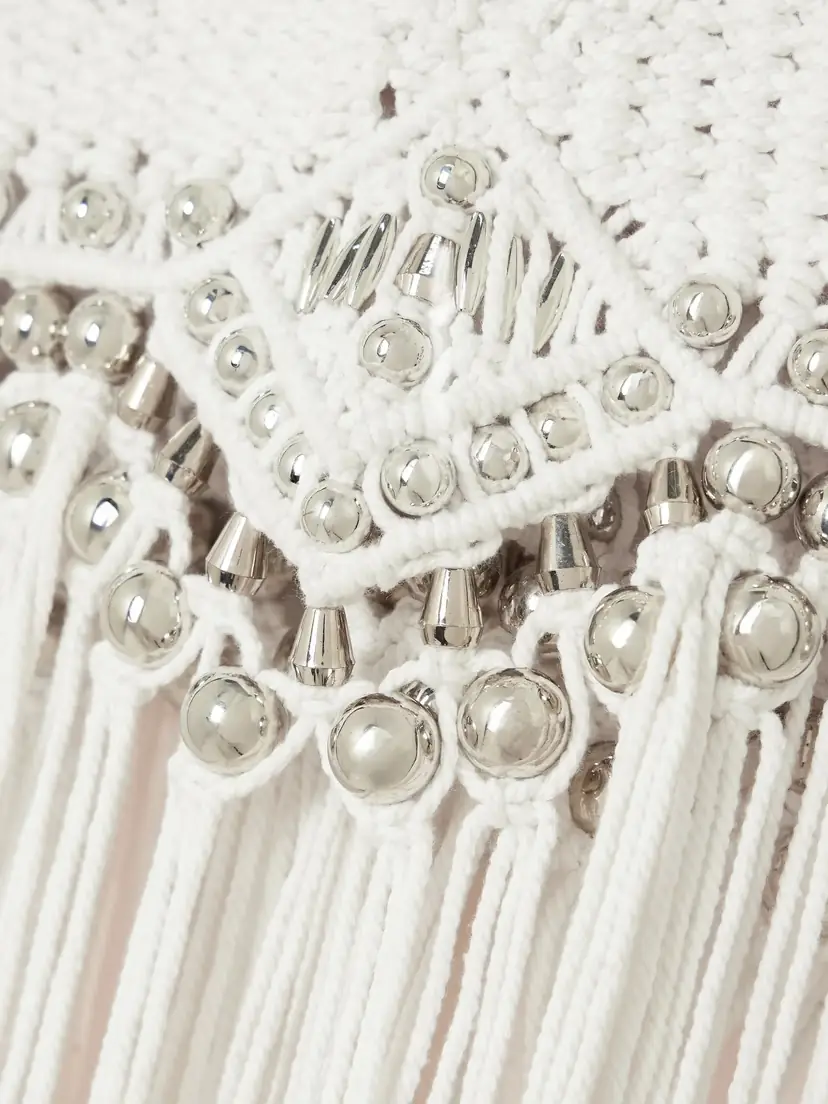 Rabanne Fringed Embellished Macramé Halterneck Top | Thumbnail 4