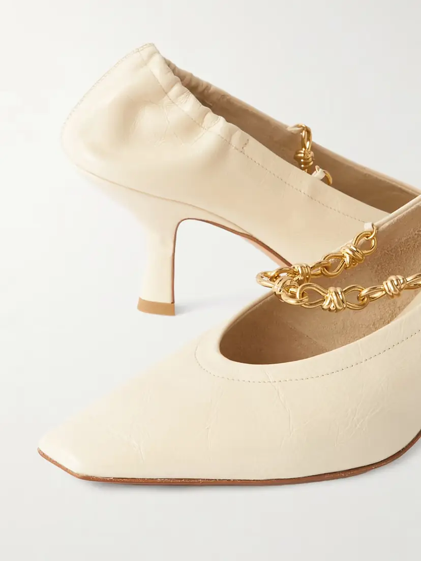 Bottega Veneta Melbourne Embellished Glossed Crinkled-leather Pumps | Thumbnail 4 Bottega Veneta Melbourne Embellished Glossed Crinkled-leather Pumps | Thumbnail 4