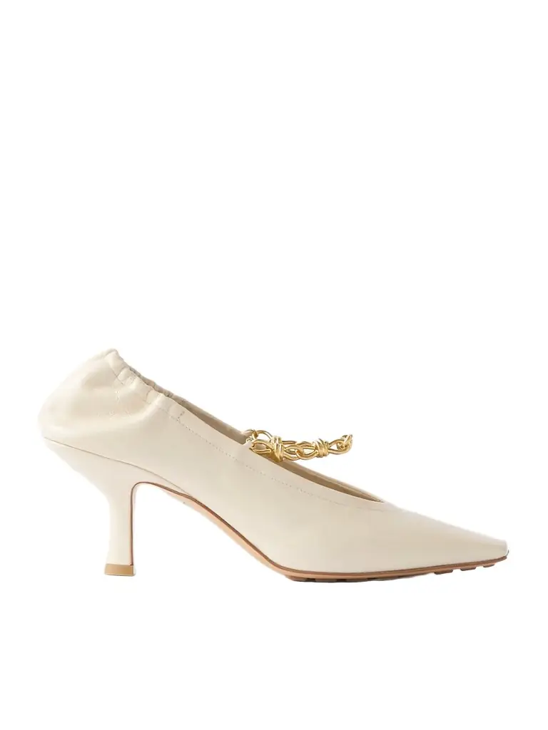 Melbourne Embellished Glossed Crinkled-leather Pumps