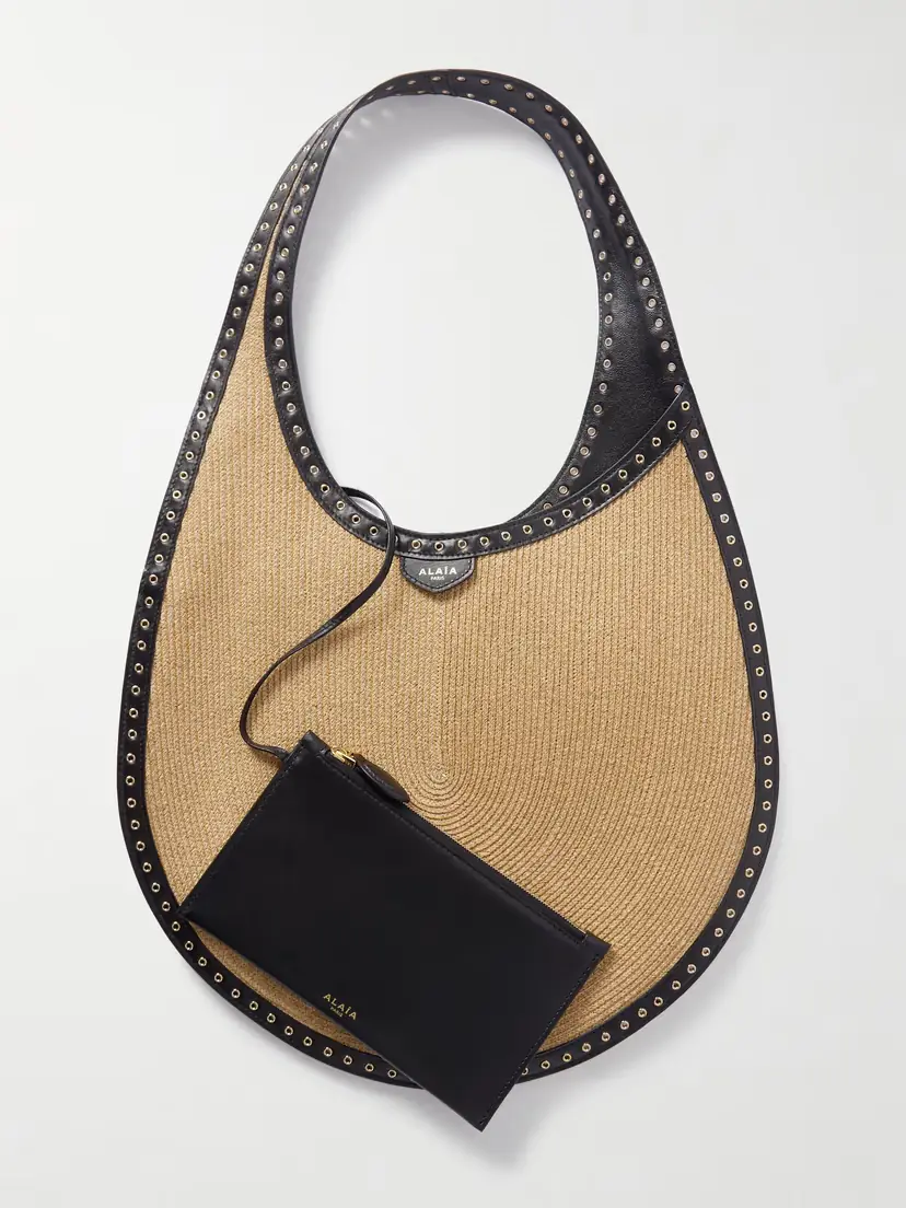 Alaïa One Piece Medium Embellished Leather-trimmed Raffia Shoulder Bag | Thumbnail 6 Alaïa One Piece Medium Embellished Leather-trimmed Raffia Shoulder Bag | Thumbnail 6