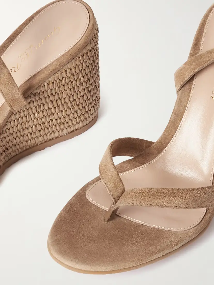Gianvito Rossi Oleg 85 Suede Wedge Sandals | Thumbnail 4 Gianvito Rossi Oleg 85 Suede Wedge Sandals | Thumbnail 4