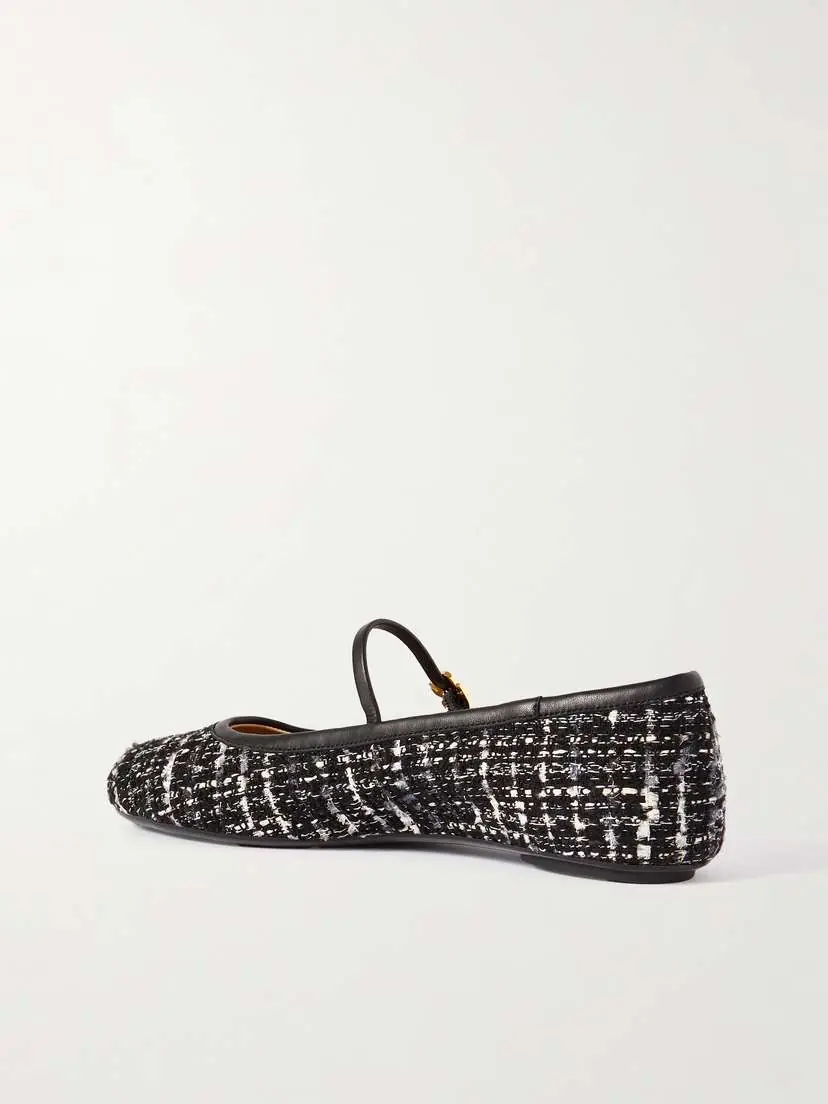 Gianvito Rossi Carla Leather-trimmed Tweed Mary Jane Ballet Flats | Thumbnail 3 Gianvito Rossi Carla Leather-trimmed Tweed Mary Jane Ballet Flats | Thumbnail 3
