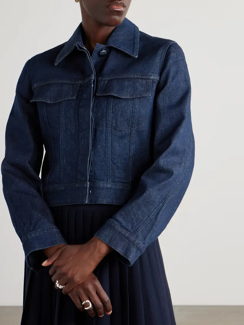 Another Tomorrow Cropped Denim Jacket | Thumbnail 3
