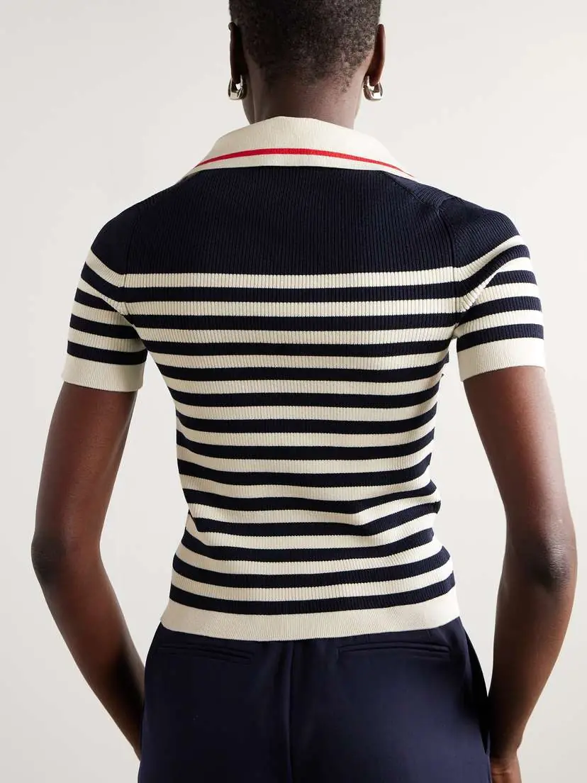 Gucci Striped Ribbed Cotton-blend Polo Top | Thumbnail 4 Gucci Striped Ribbed Cotton-blend Polo Top | Thumbnail 4