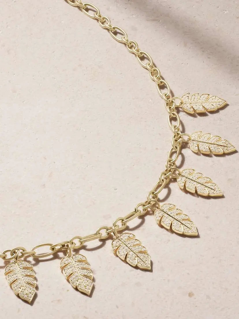 Sydney Evan Leaf 14-karat Gold Diamond Necklace | Thumbnail 4 Sydney Evan Leaf 14-karat Gold Diamond Necklace | Thumbnail 4