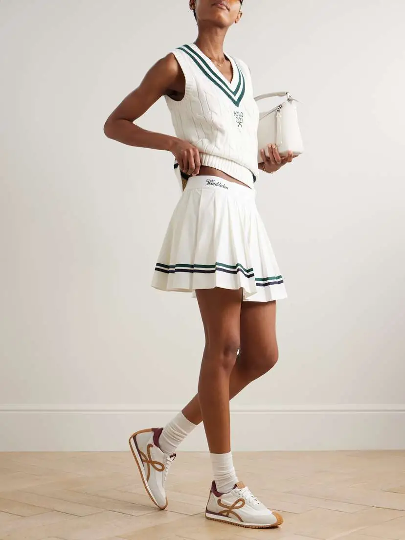 Polo Ralph Lauren + Wimbledon Everest Grosgrain-trimmed Pleated Stretch Recycled Tennis Skirt - x large | Thumbnail 2 Polo Ralph Lauren + Wimbledon Everest Grosgrain-trimmed Pleated Stretch Recycled Tennis Skirt - x large | Thumbnail 2