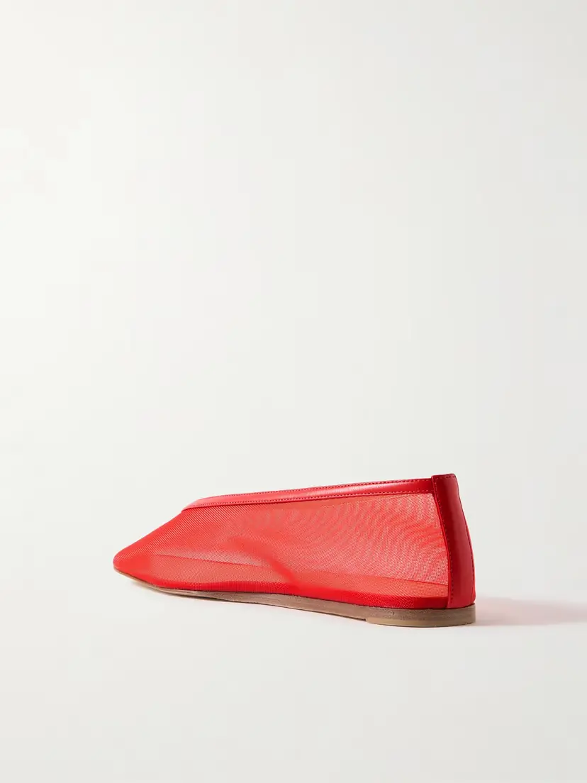 Le Monde Béryl Luna Leather-trimmed Mesh Ballet Flats | Thumbnail 3